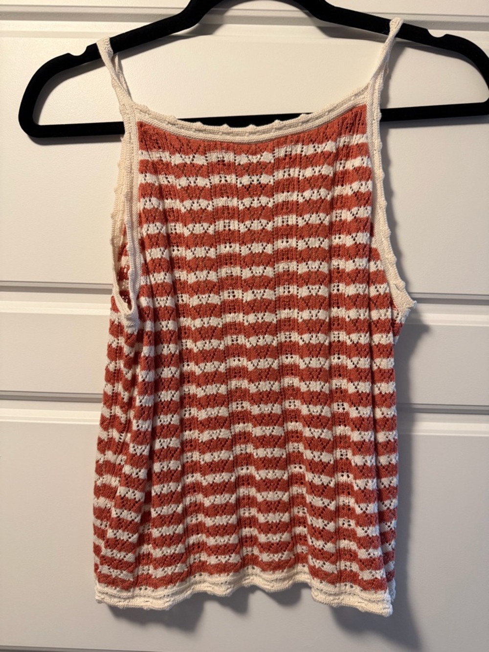 American Eagle Outfitters Rust & Cream Striped Crochet Tank